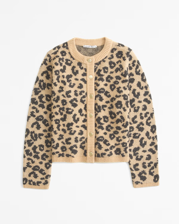 Women's Leopard Crew Cardigan | Women's Tops | Abercrombie.com | Abercrombie & Fitch (US)