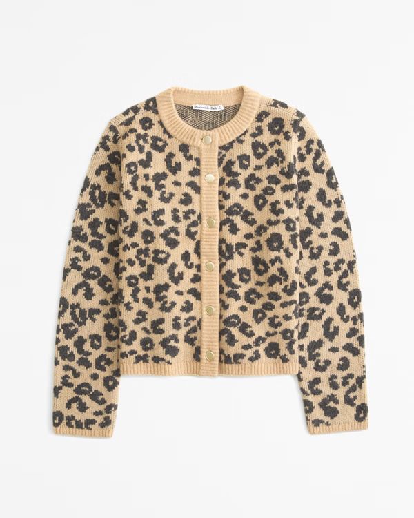 Women's Leopard Crew Cardigan | Women's New Arrivals | Abercrombie.com | Abercrombie & Fitch (US)