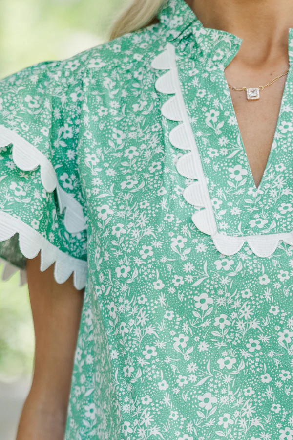 Back To Good Green Floral Blouse | The Mint Julep Boutique