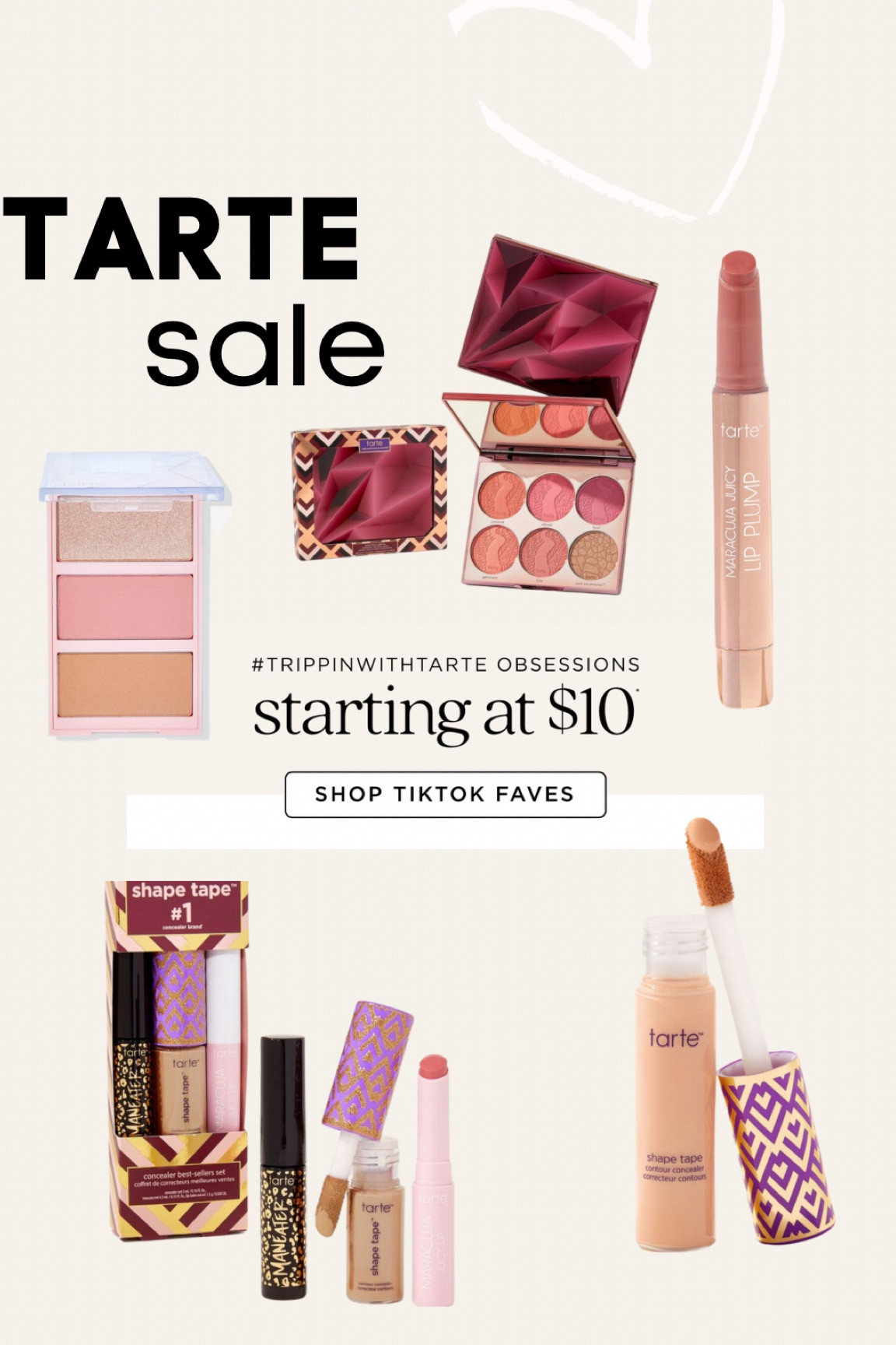 Tarte sale! So many good products on sale starting at $10
Juicy lips, shape tape, mascara, tarte makeup 

#LTKbeauty #LTKsalealert #LTKSale
