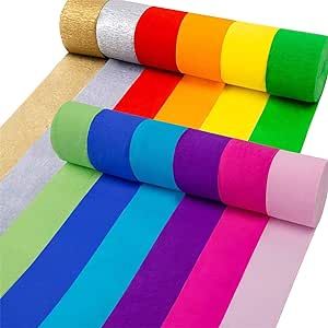 Coceca 12 Rolls 984ft Crepe Paper Streamers in 12 Colors for Rainbow Party Decorations Wedding Ce... | Amazon (US)