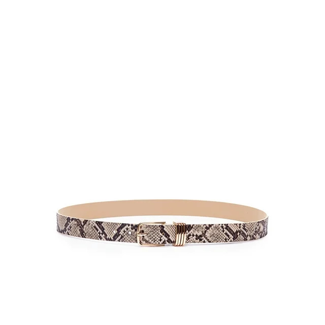 LP by Linea Pelle Women's Snake Print Belt with Multiple Keepers, Natural - Walmart.com | Walmart (US)