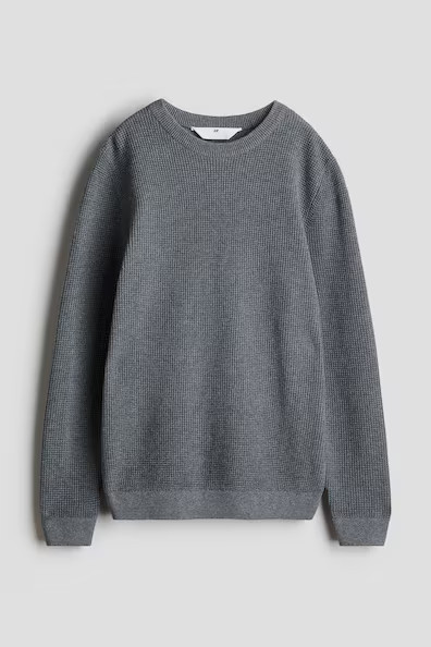 H & M - Textured-knit jumper - Grey | H&M (UK, MY, IN, SG, PH, TW, HK)