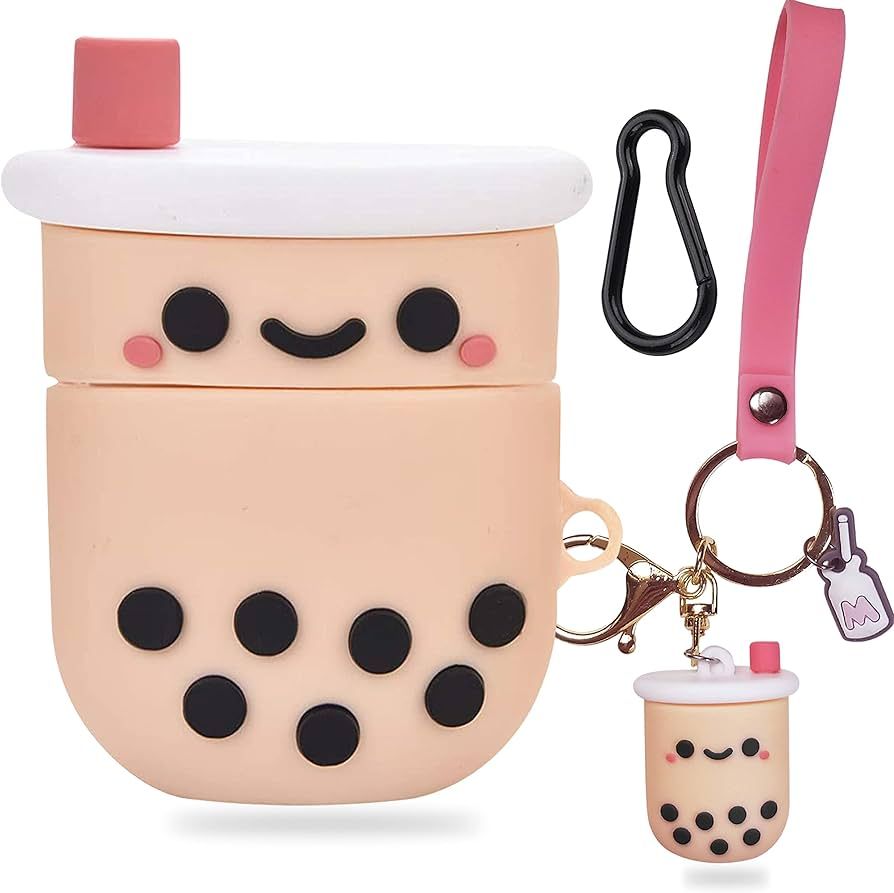 Boba AirPod Case Cute Cover with Keychain,AirPod 1st Generation Case Cover,Pink Boba Tea AirPod C... | Amazon (US)
