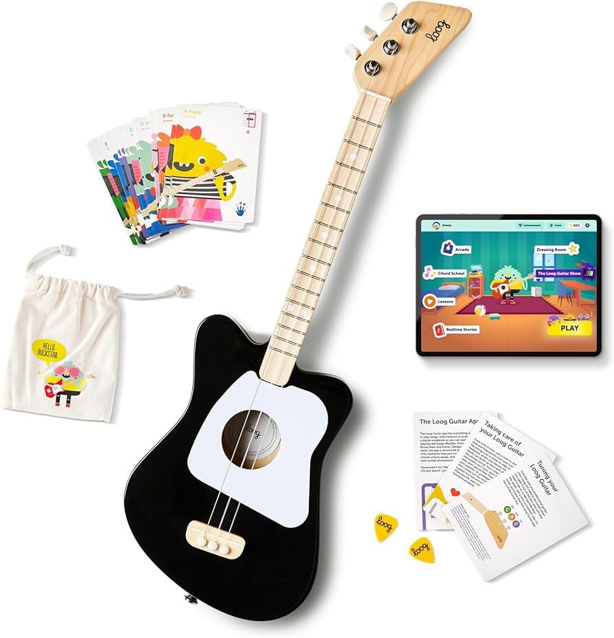 Loog Mini Acoustic kids Guitar for Beginners 3-strings Ages 3+ Learning app and lessons included ... | Amazon (US)