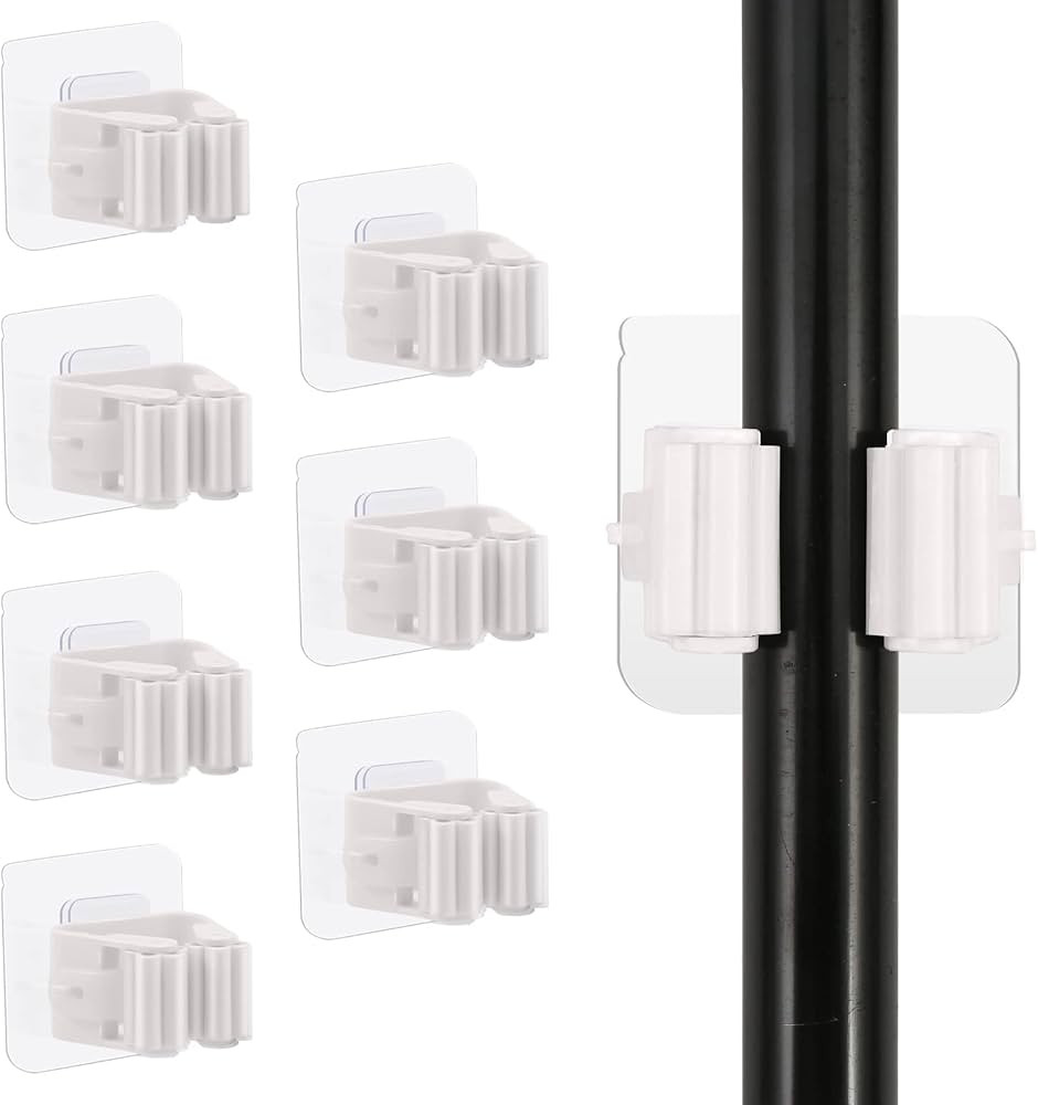 Amazon.com: 8PCS Broom Holder Wall Mount, Self Adhesive No Drilling Anti-Slip Mop and Broom Holde... | Amazon (US)