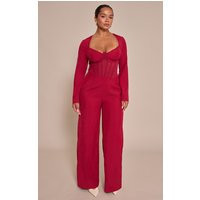 Shape Red Tailored Woven Corset Jumpsuit | PrettyLittleThing US