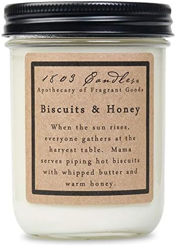 1803 Candles - 14 oz. Jar Soy Candles - (Biscuits and Honey) | Amazon (US)