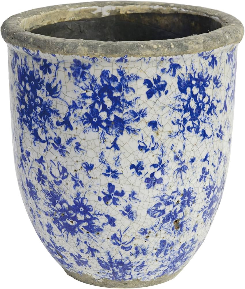 A&B Home Oriental Ancient Classic 9.1" Blue and White Ceramic Flower Plant Pot Indoor Outdoor Chi... | Amazon (US)