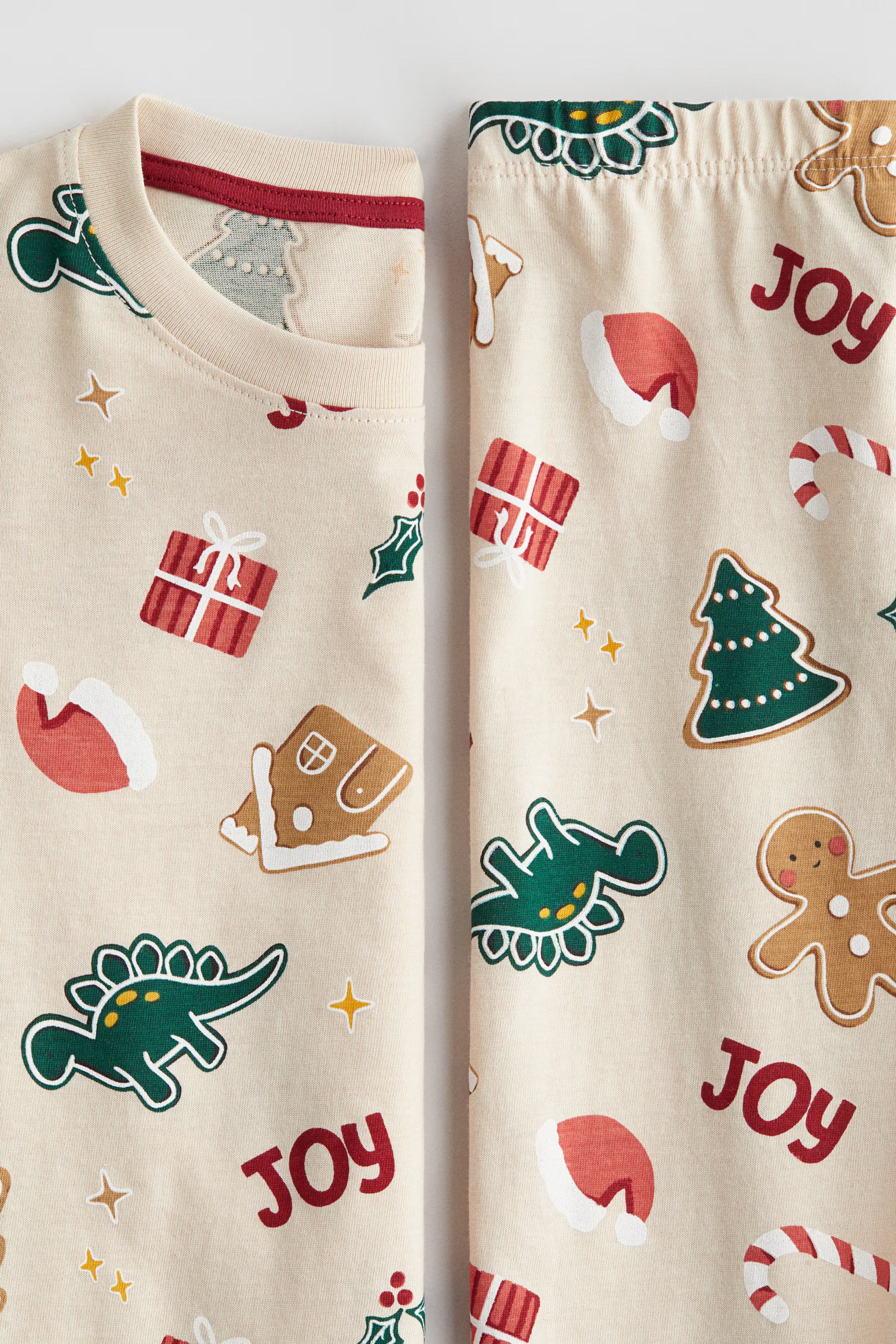 Printed cotton pyjamas - Beige/Gingerbread cookies - Kids | H&M GB | H&M (UK, MY, IN, SG, PH, TW, HK)