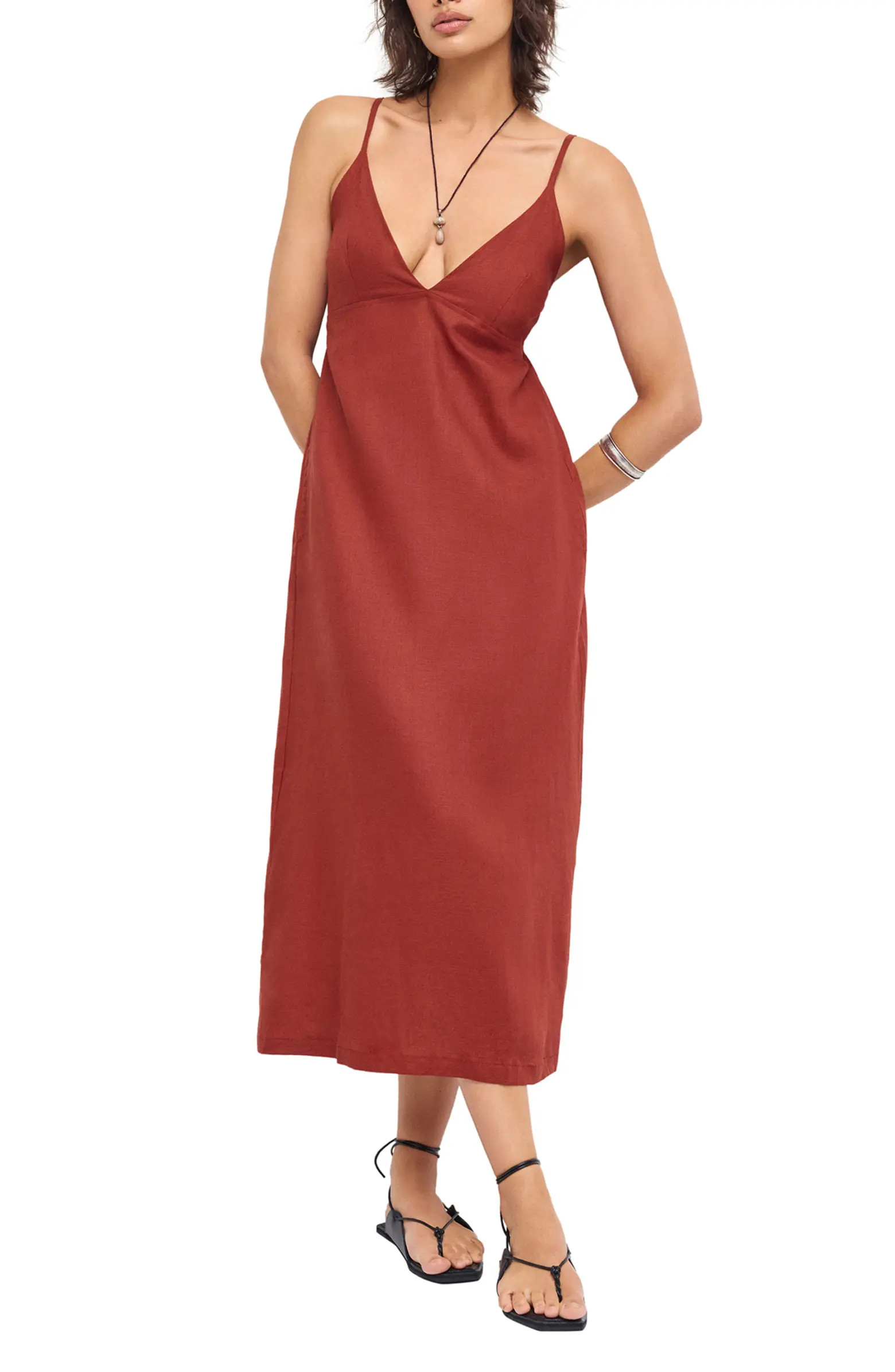 Zella Linen Cover-Up Maxi Dress | Nordstrom