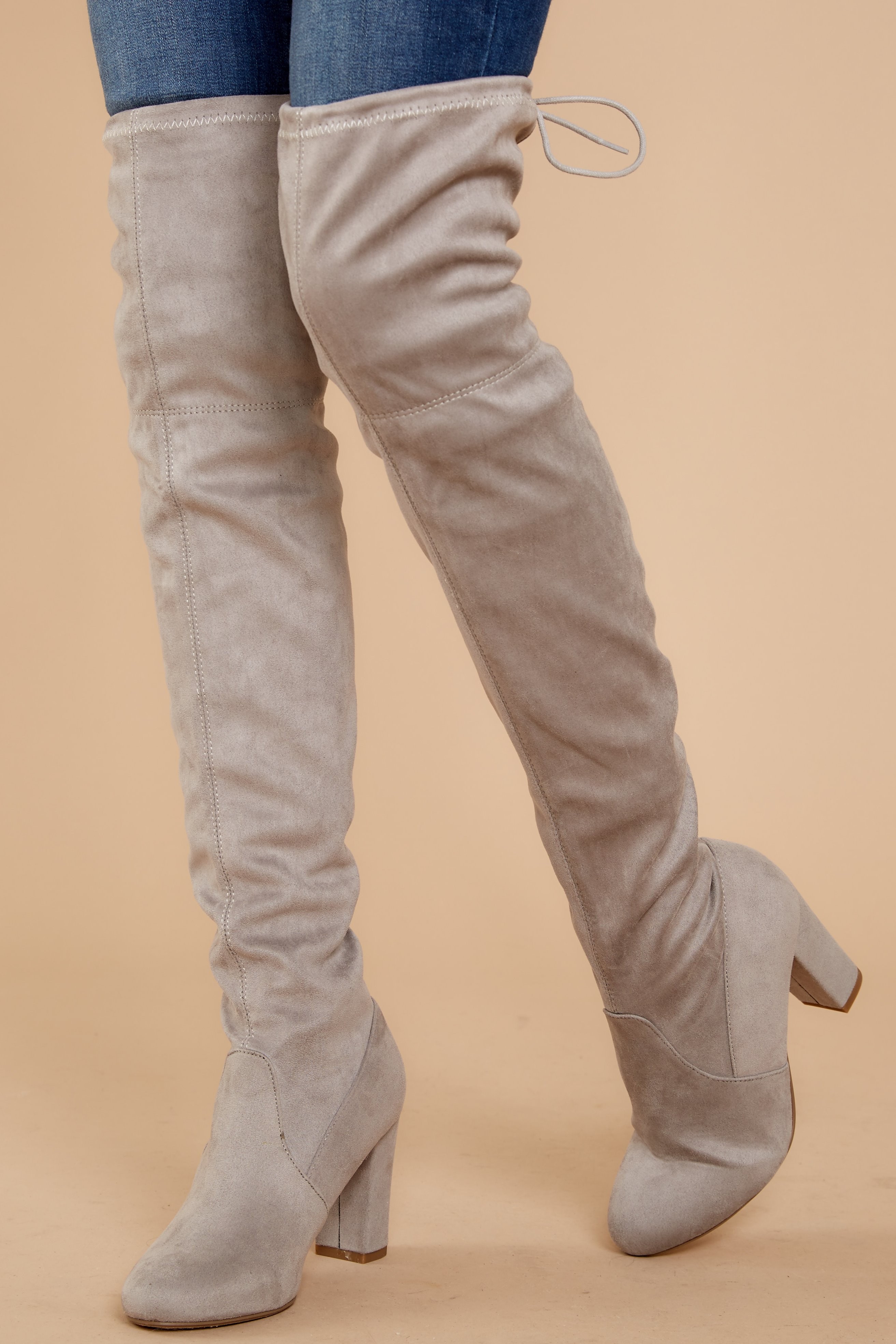 Great Strides Grey Knee High Boots | Red Dress 