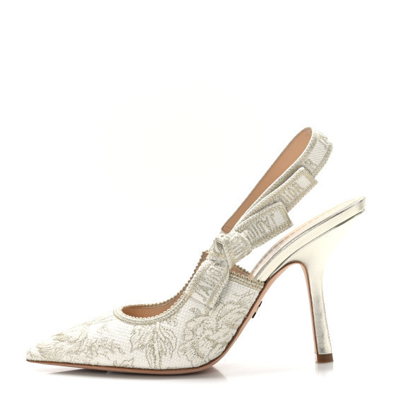 CHRISTIAN DIOR Cotton Ribbon Toile De Jouy J'Adior Slingback 100mm Pumps 39.5 | FASHIONPHILE (US)