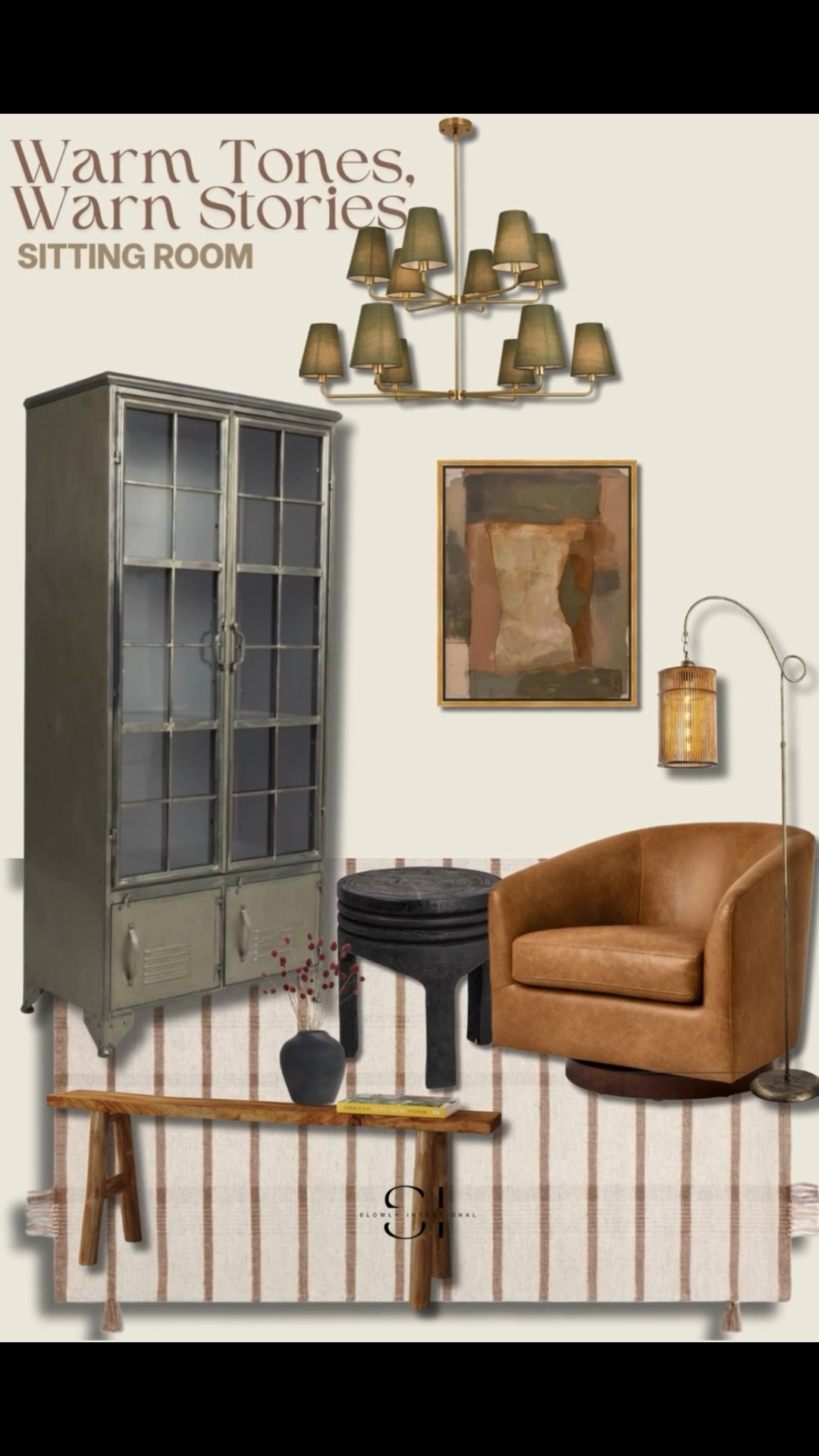 This is all the warm tones and earthy aesthetic vibes I've been dreaming of! This leather swivel chair is the perfect cozy spot for a morning coffee, and it looks so high-end without the designer price tag. I’m obsessed with how the brass chandelier with those green shades adds a pop of color to the neutral palette!  #walmarthome, #targethome #WarmMinimalism, #CozyLivingRoom, #OrganicModern, #DesignerDupes, #AmazonHome, #EarthyAesthetic, #BudgetFriendlyDecor