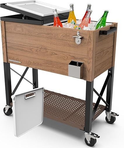 Permasteel 80 Quart Party Cooler, Rolling Ice Chest with Wheels and Handles for Indoor Outdoor Pa... | Amazon (US)