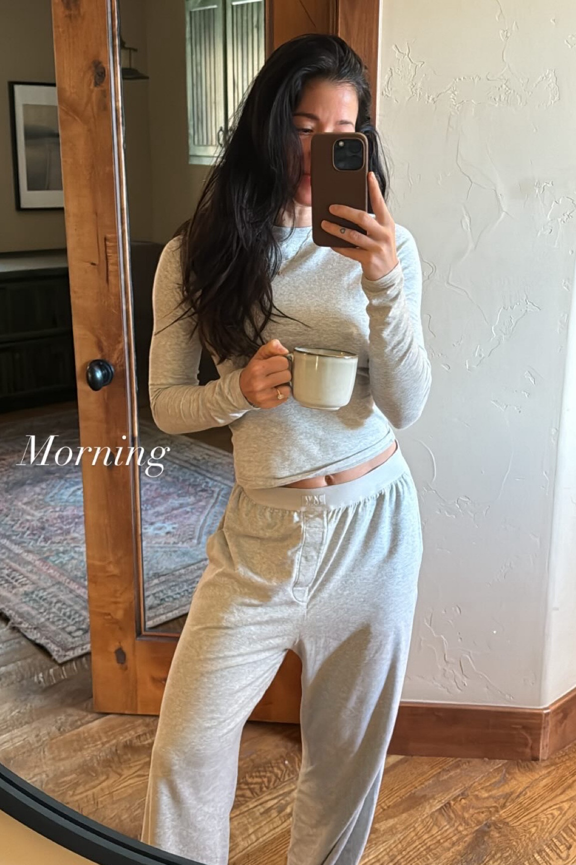 Size small in shirt 
Size XS in pants 
