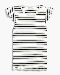 Striped ribbed ruffle tank top | J.Crew Factory