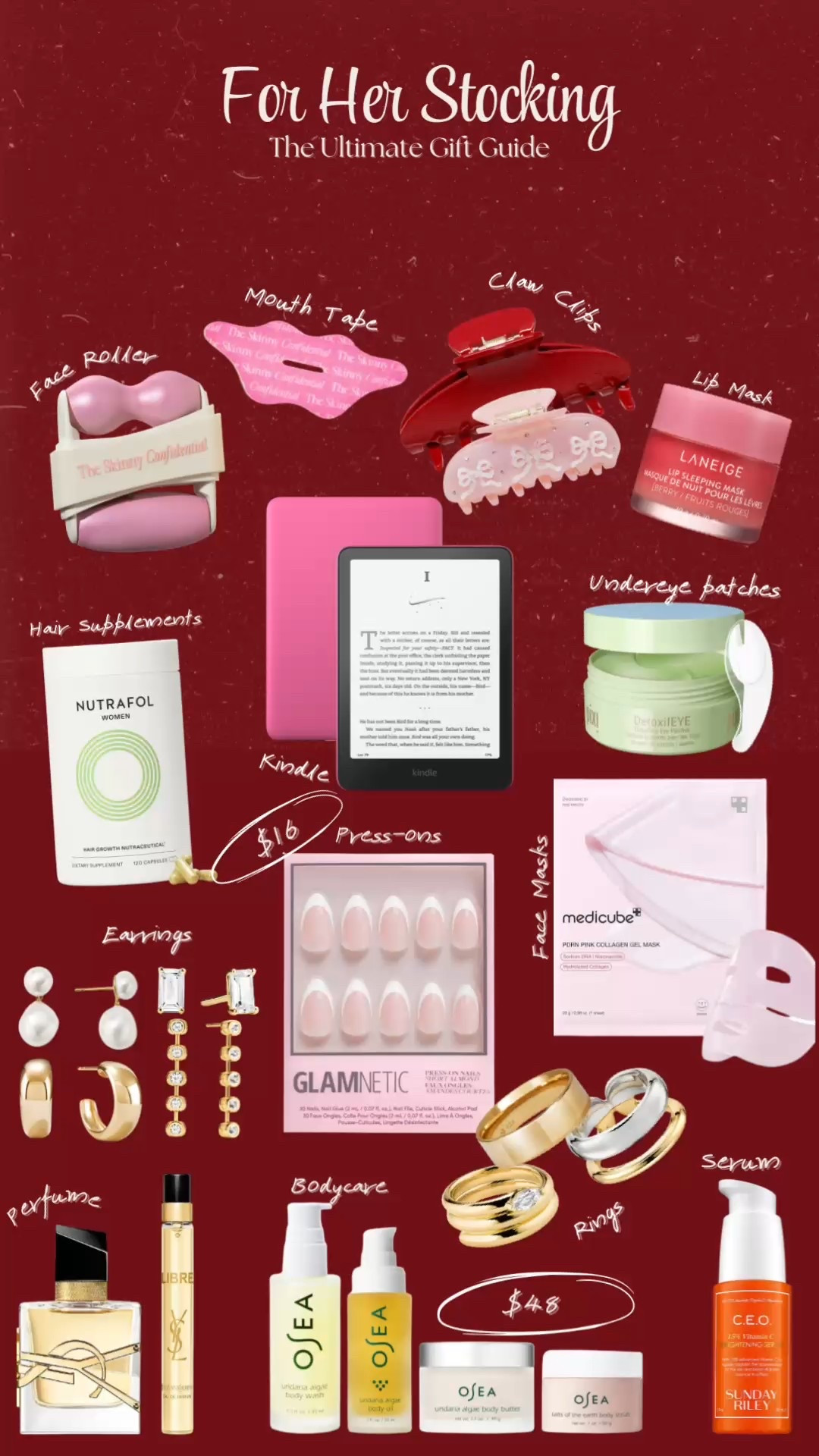 ✨ Stocking Stuffer Gift Guide for Her✨
If you’re looking for the best stocking stuffers for women, this is your sign. I rounded up my go-to beauty, fashion & self-care favorites — all LTK finds that she’ll actually use. From Laneige lip masks, Sunday Riley skincare, and OSEA body care, to Kindle accessories, Glamnetic press-on nails, trendy claw clips, Nutrafol hair vitamins, and Amazon beauty must-haves — it’s all linked and shoppable.

These are my favorite affordable Christmas gifts for her, perfect for girlfriends, sisters, moms, best friends, or honestly yourself 🤍
Tap my LTK storefront to shop the full holiday gift guide and snag these before they sell out!

#LTKHoliday #LTKGiftGuide #LTKmomlife