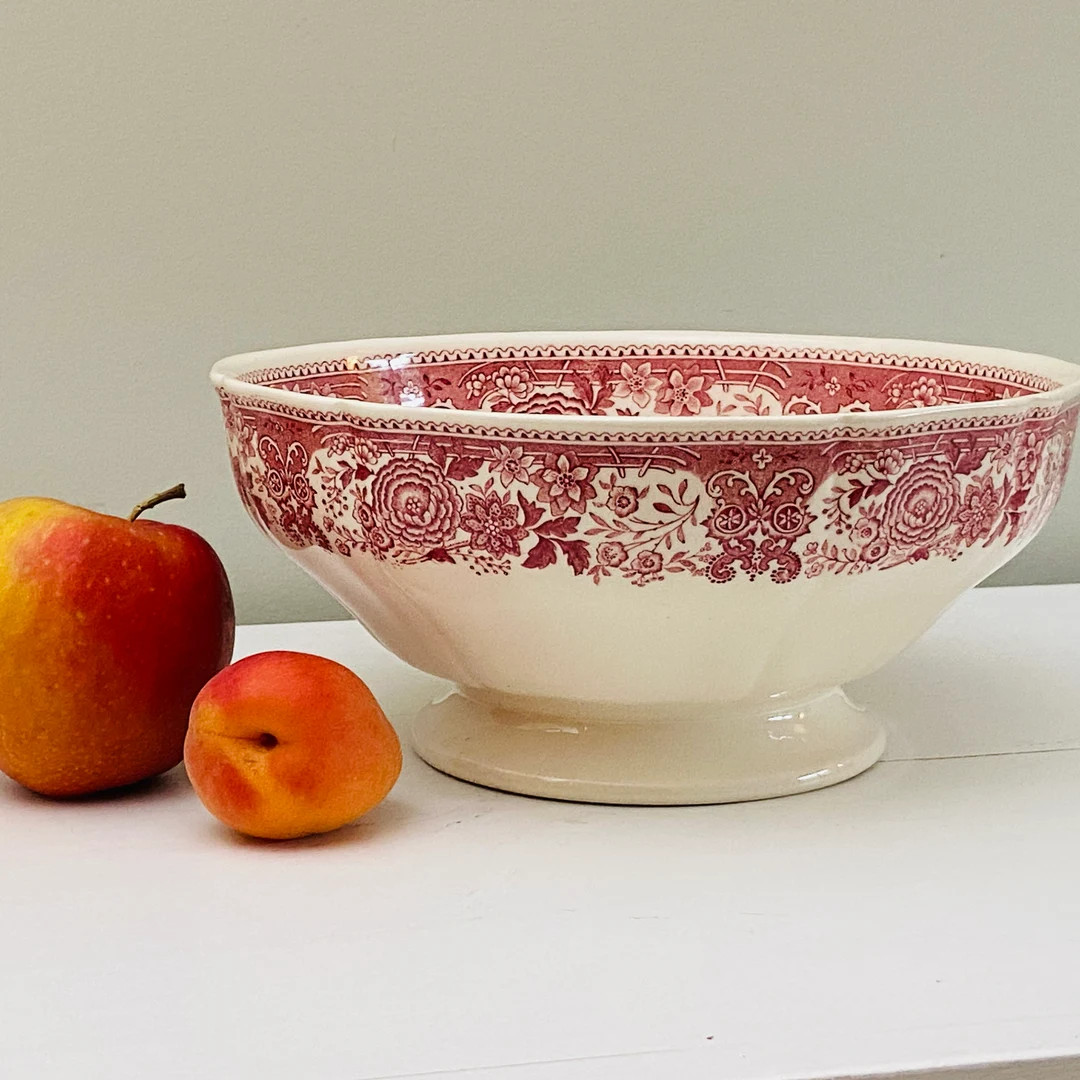 Vintage Villeroy and Boch Burgenland Pink Footed Salad or Fruit Bowl - Etsy | Etsy (US)
