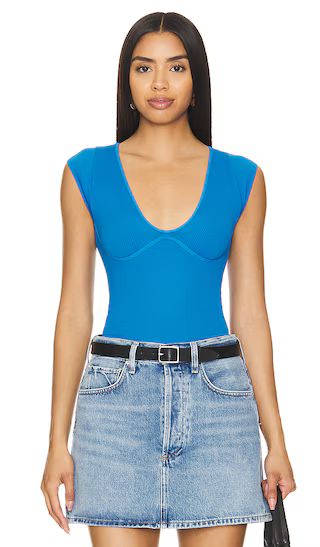 Free People X Intimately FP Meg Seamless Bodysuit In Campanula in Blue. - size M/L (also in L/XL, XS/S) | Revolve Clothing (Global)