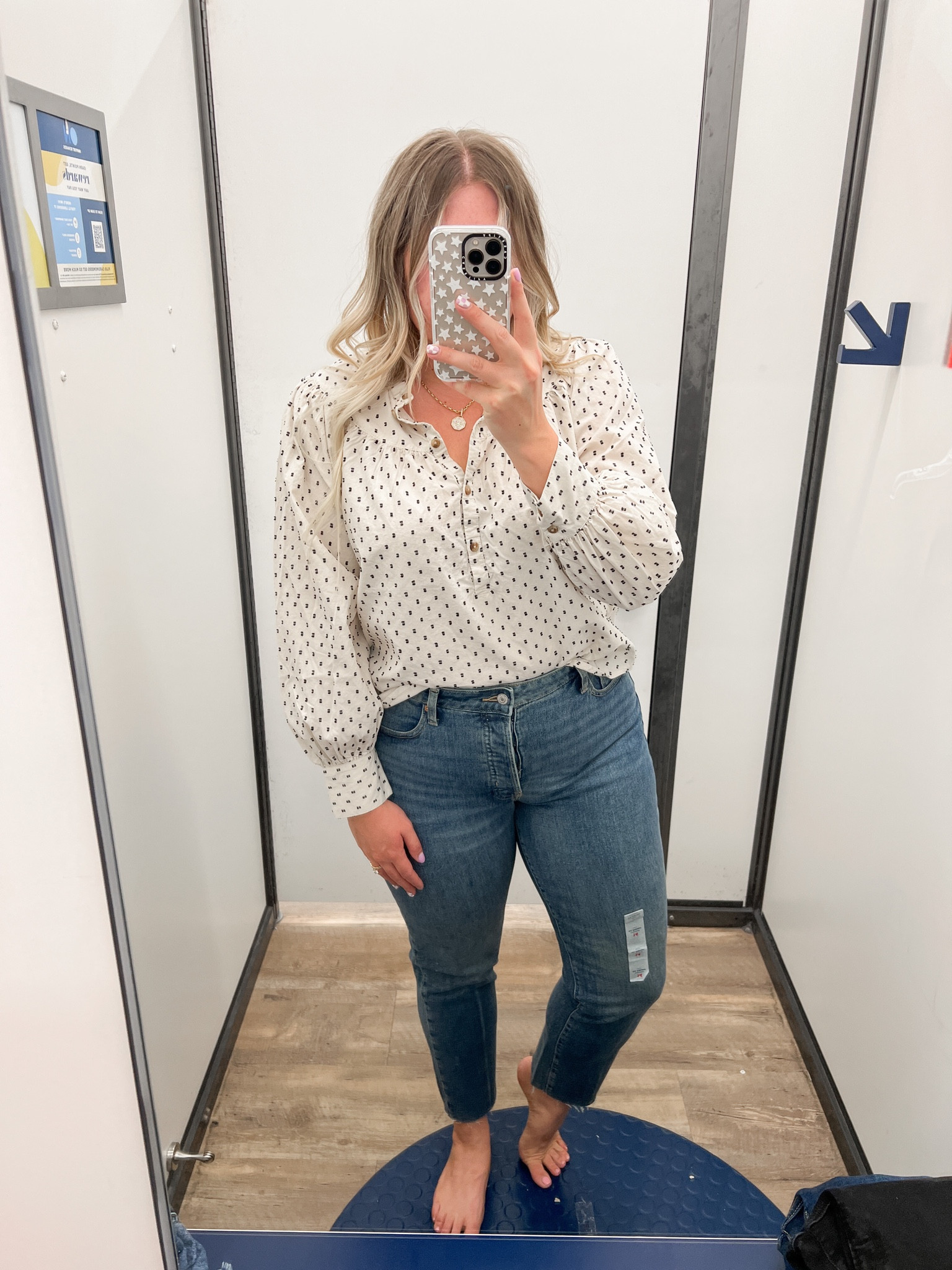 Fall blouse, old navy, straight leg jeans, high waisted jeans
Wearing a 14 in the jeans

#LTKunder50 #LTKsalealert #LTKcurves