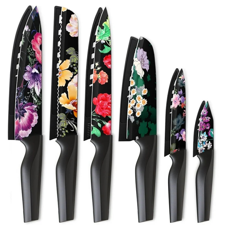 Astercook 6 Piece Flower Kitchen Knife Set, German High Carbon Stainless Steel Knives Sets with 6... | Walmart (US)