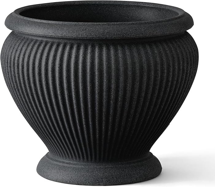 ARBORA 18" Cannes Urn Polyresin Indoor and Outdoor Planter with Classic Black Finish - Durable, W... | Amazon (US)