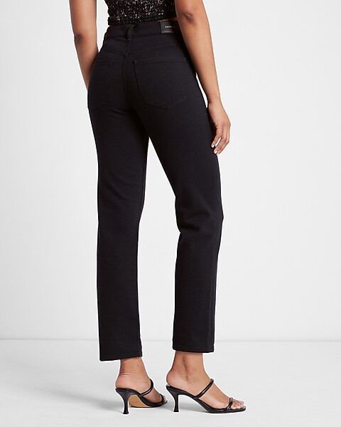 High Waisted Black Straight Ankle Jeans | Express