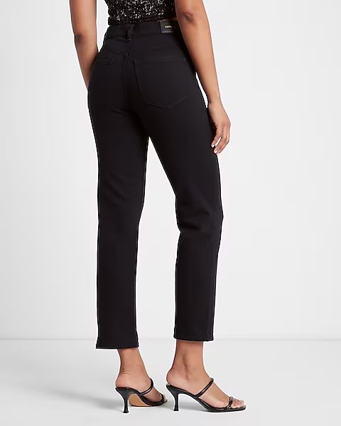 High Waisted Black Straight Ankle Jeans | Express