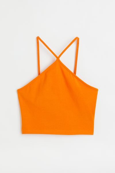 Crop top in soft cotton jersey with extra-narrow shoulder straps. | H&M (US)