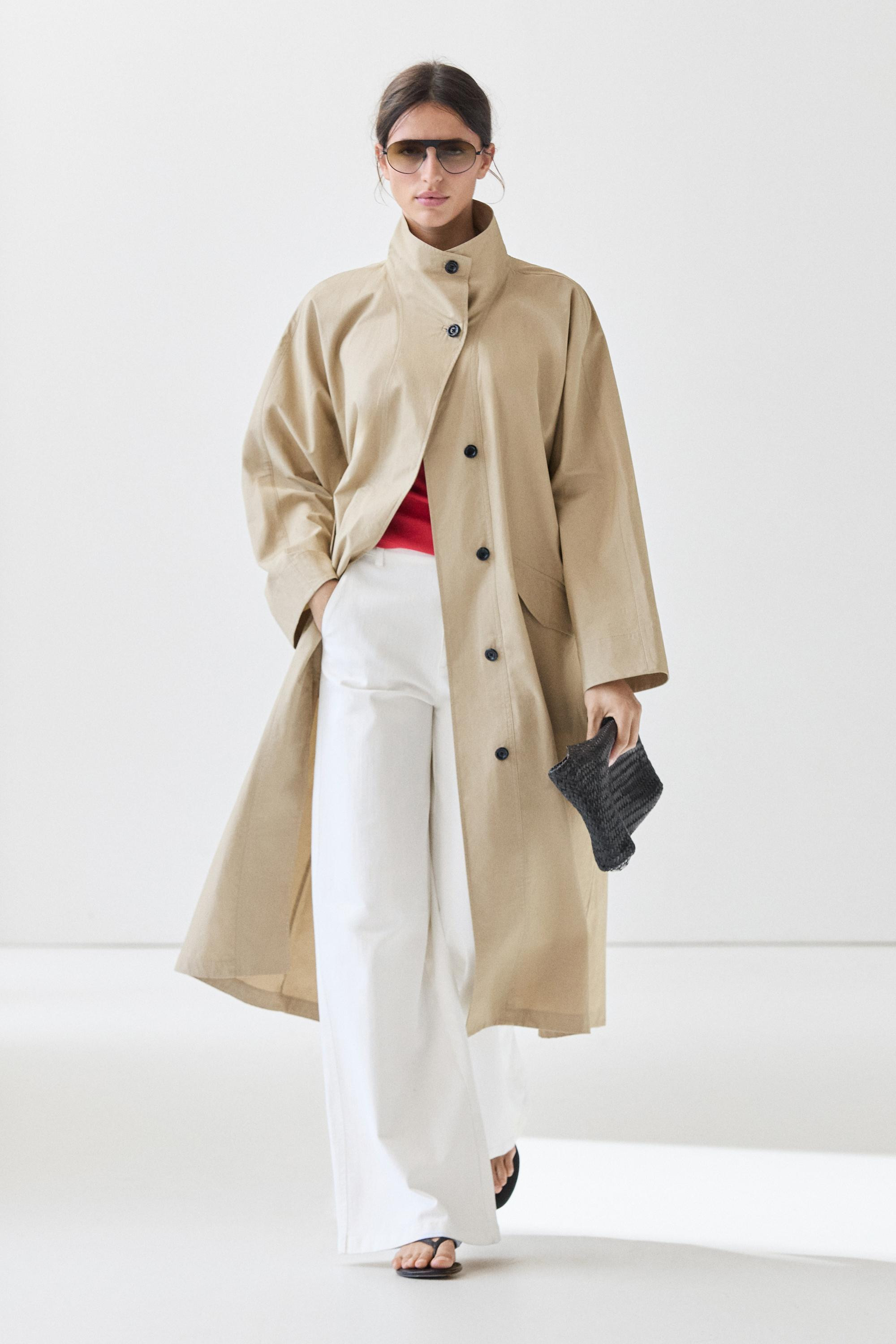 100% Cotton High-Neck Trench Coat | Massimo Dutti UK