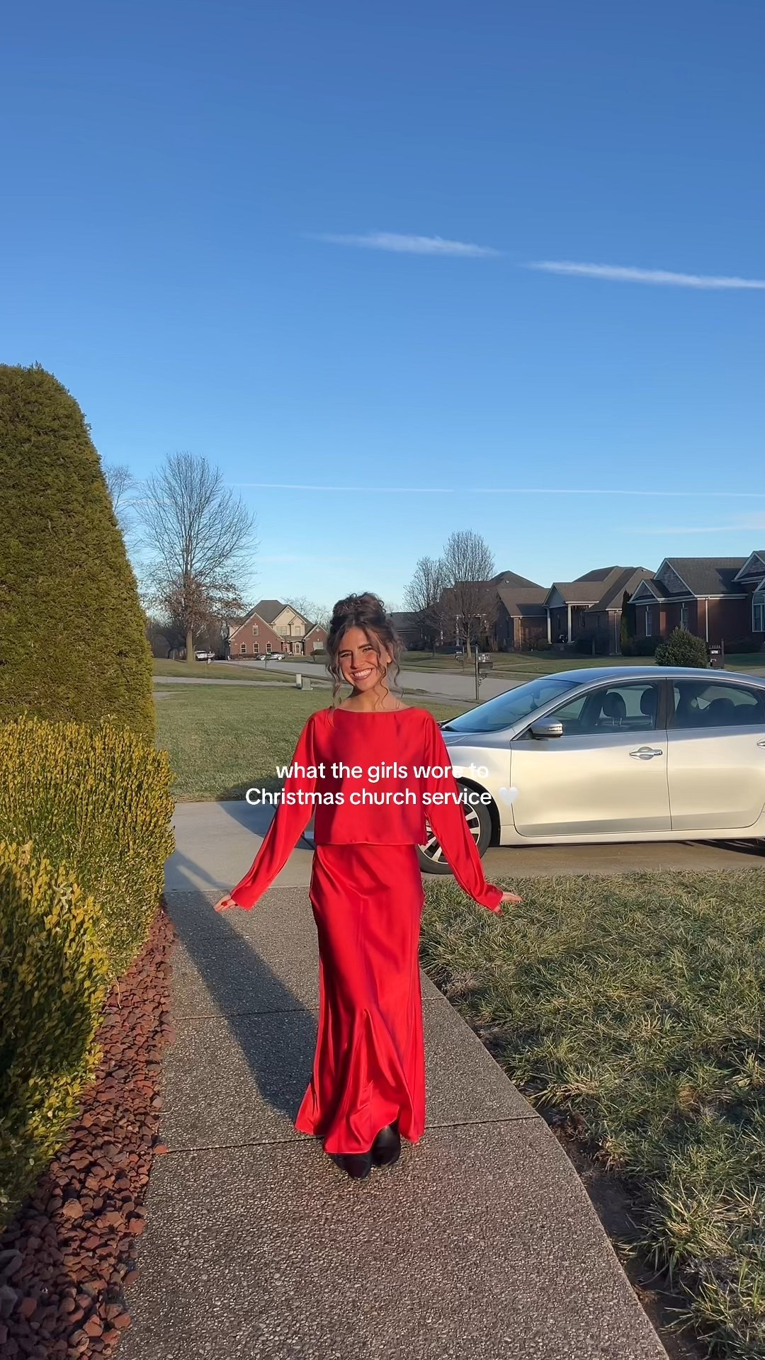 Christmas sets we both wore♥️ red size 0 skirt and small top in color Scarlett! Pink set size small 

#LTKHoliday