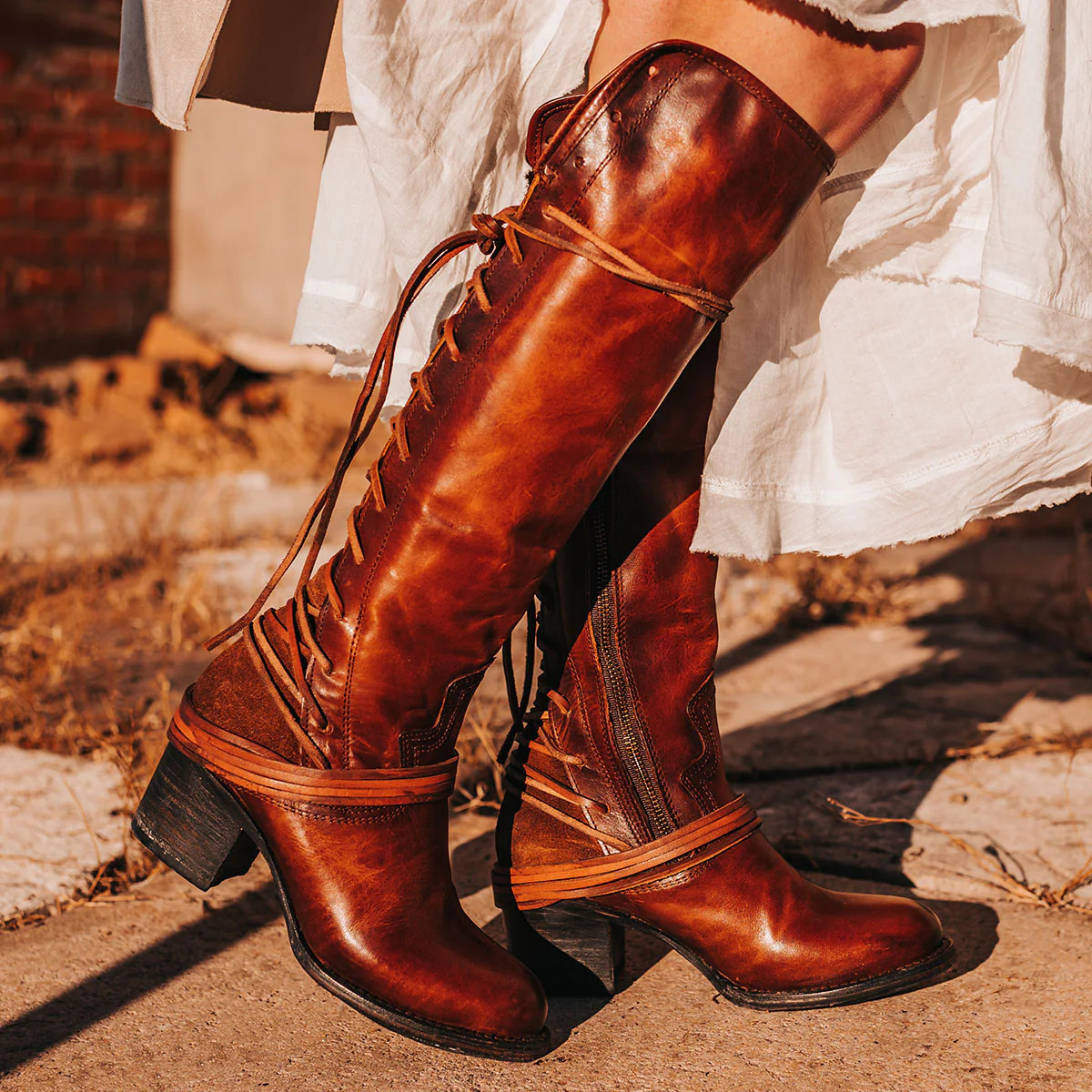 COAL Leather Boots Cognac | Freebird Stores | Shop Handcrafted Leather Boots & Cognac Lace Up Kne... | Freebird