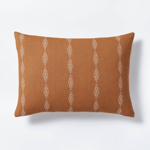 Woven Geo Striped Square Throw Pillow Brown/Cream - Threshold&#8482; designed with Studio McGee | Target