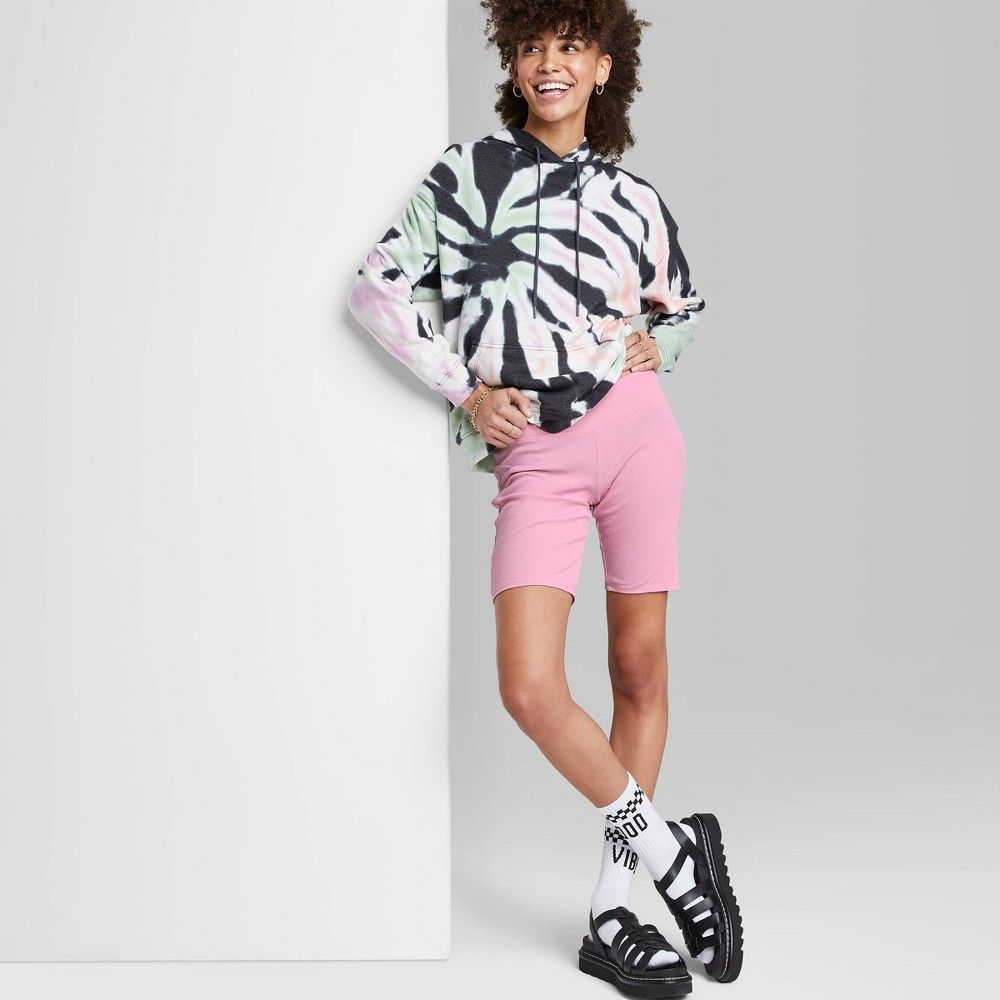 Women's Ascot + Hart Graphic Biker Shorts - Pink XL | Target
