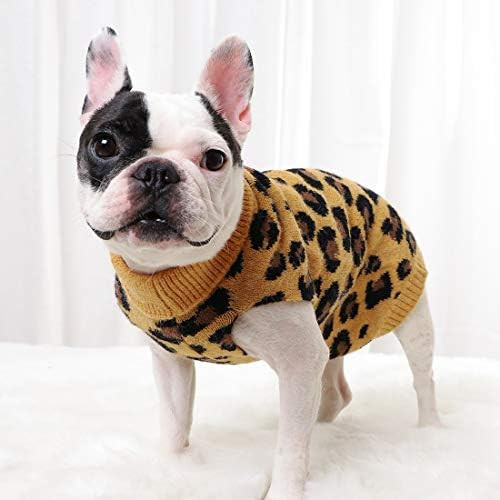 PASRLD Dog Sweater Leopard Pattern Dog Turtleneck SweatersKnitwear Warm Pet Sweater for Fall Wint... | Amazon (US)