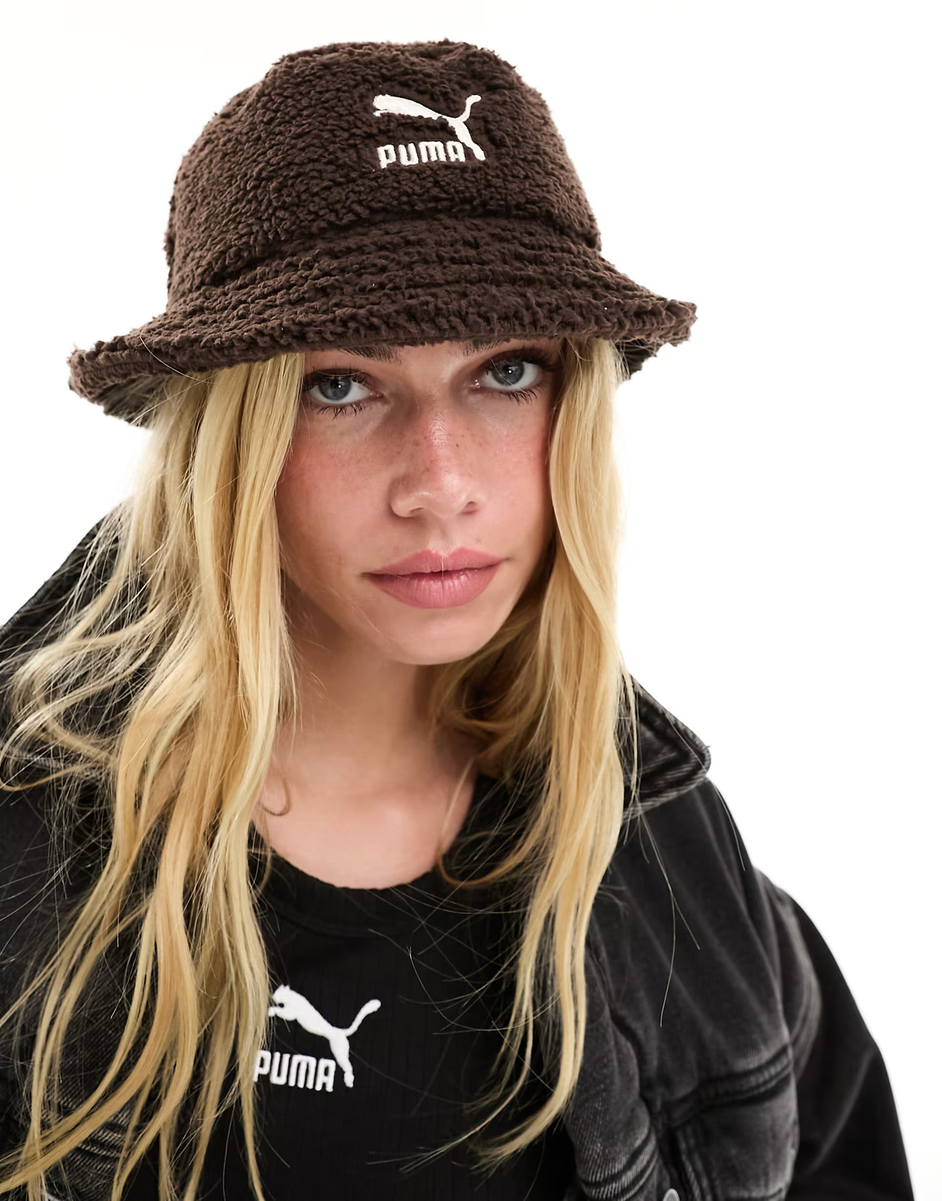 Puma cosy club borg bucket hat in dark chocolate - exclusive to ASOS | ASOS (Global)