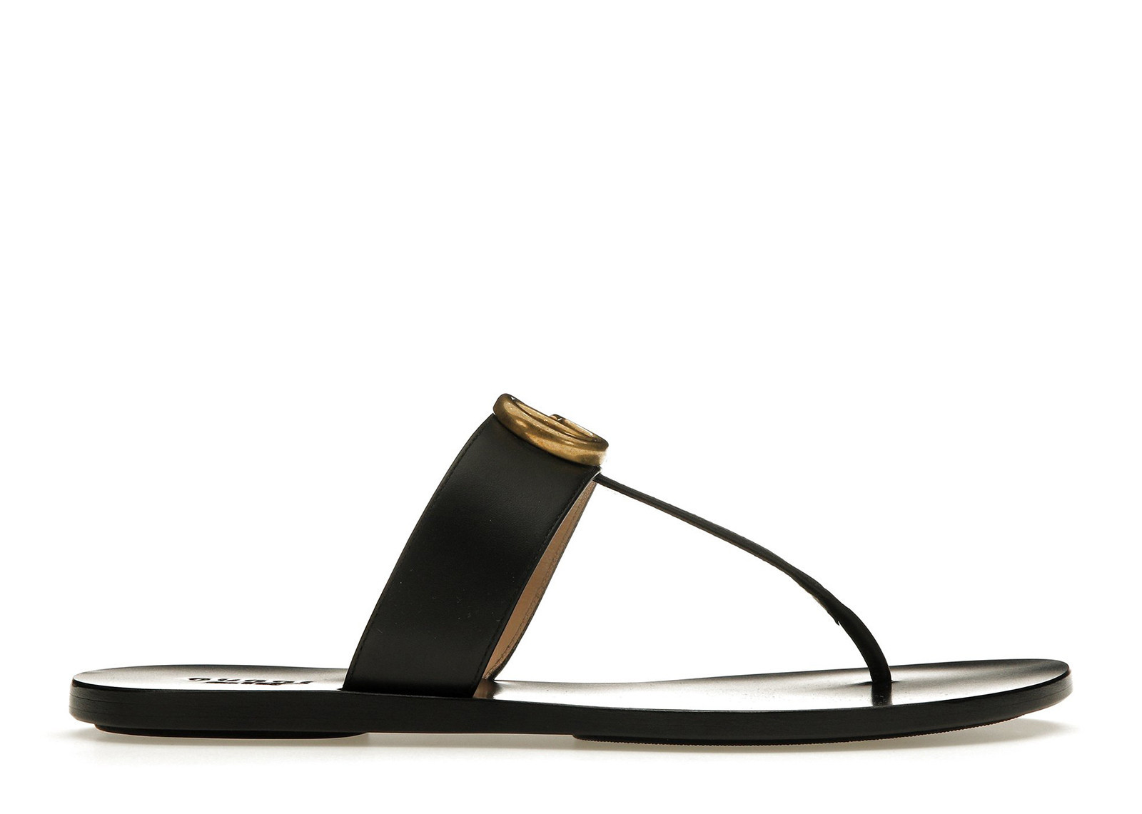 Women's Gucci Double G Thong Sandal Leather Sneakers in Black/Gold | StockX