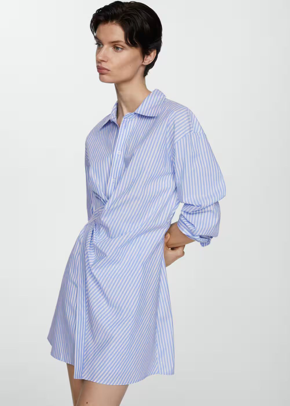Striped wrap shirt dress -  Women | Mango USA | MANGO (US)