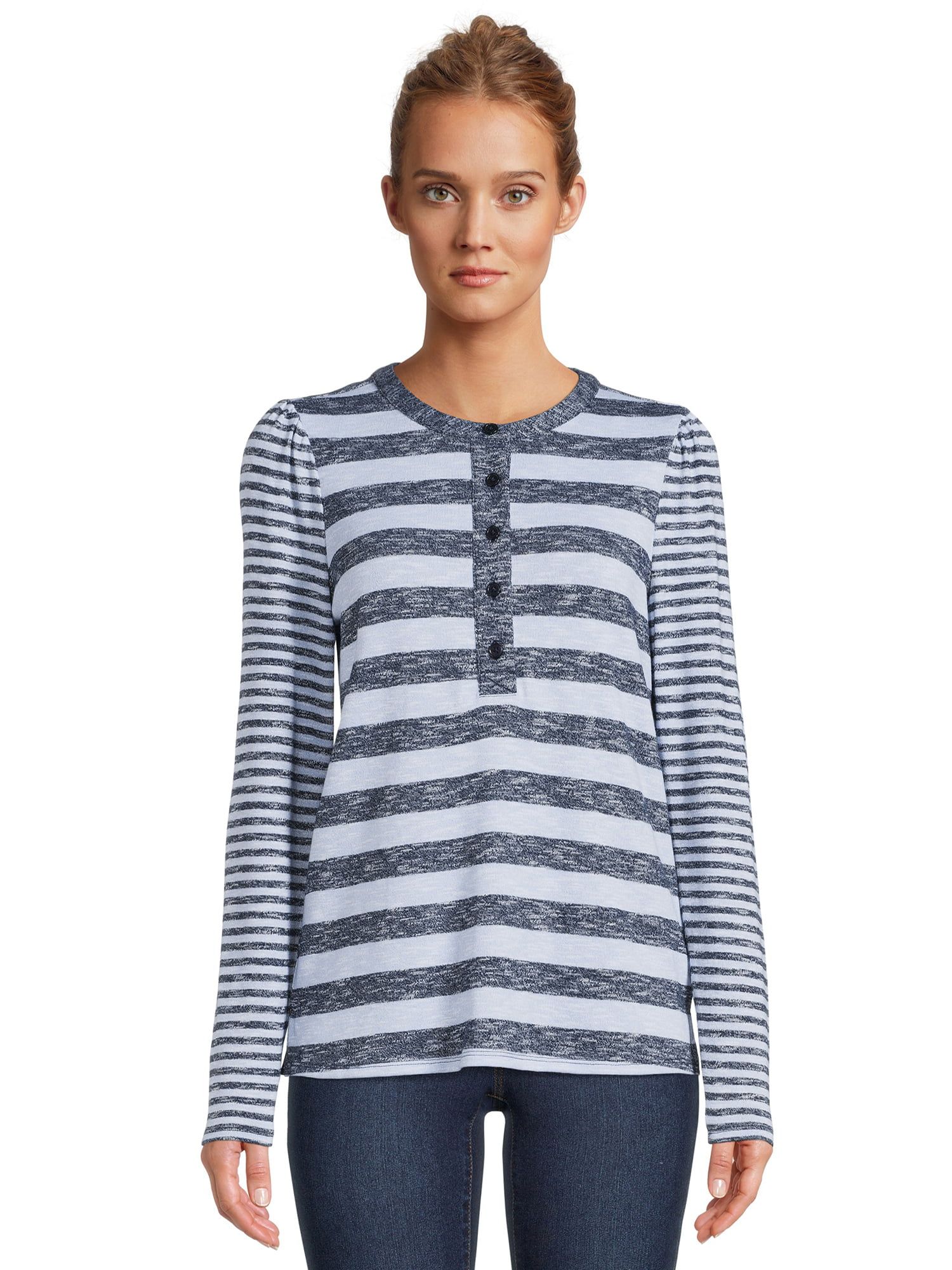 Time and Tru Women's Henley Shirt with Long Sleeves | Walmart (US)