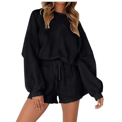 FMCHICO Women's 2 Piece Outfits Lounge Sets Sweatshirt Loungewear Sh… | Amazon (US)