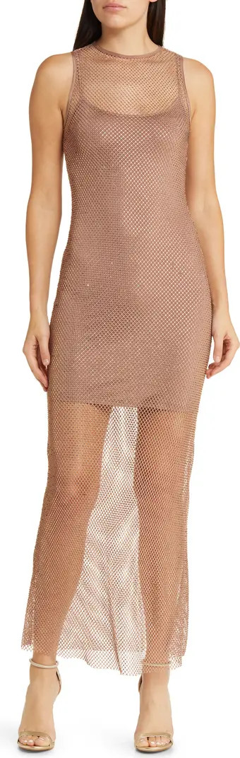 WAYF Mika Metallic Mesh Midi Dress | Nordstrom | Nordstrom