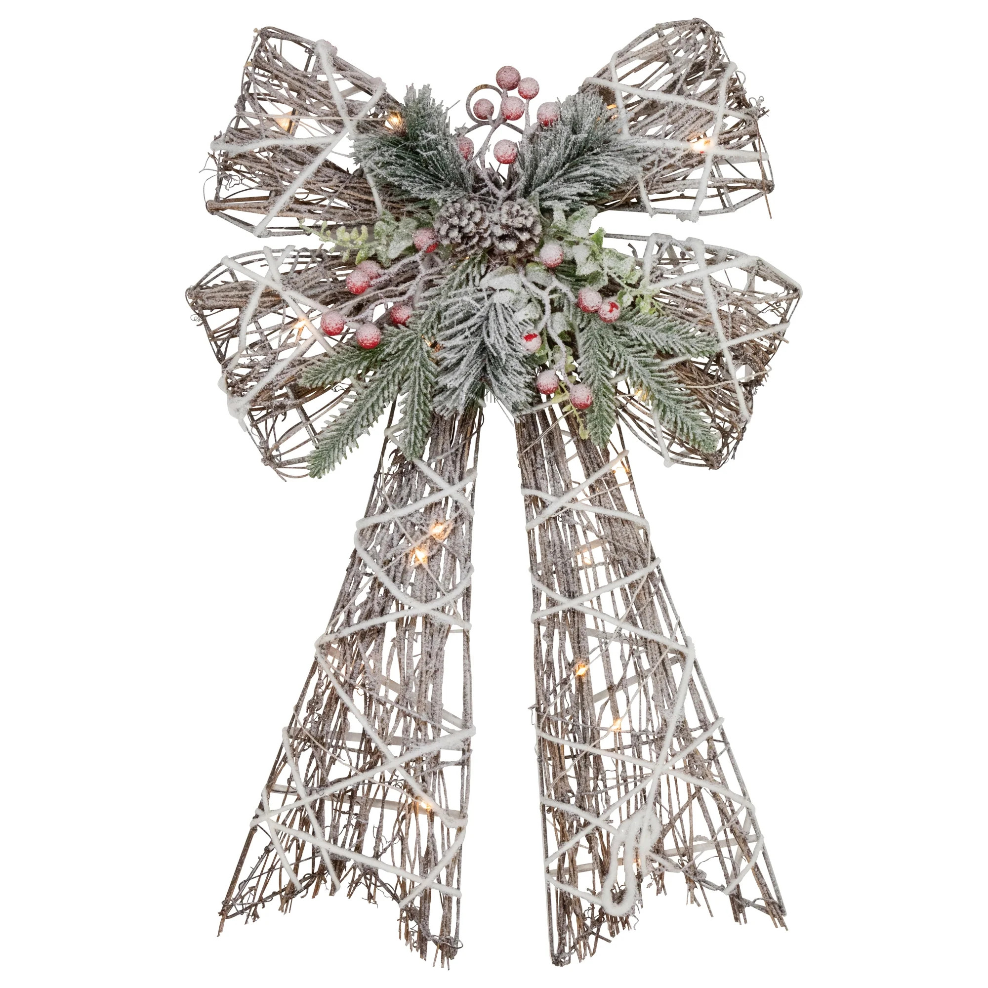 Northlight 23" LED Lighted Frosted Rattan Christmas Bow Decoration | Walmart (US)