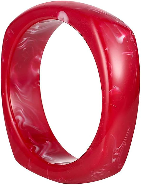 Pingyongchang Multiple Color Square Acrylic Resin Bangle Bracelet Resin Wide Irregular Geometric ... | Amazon (US)