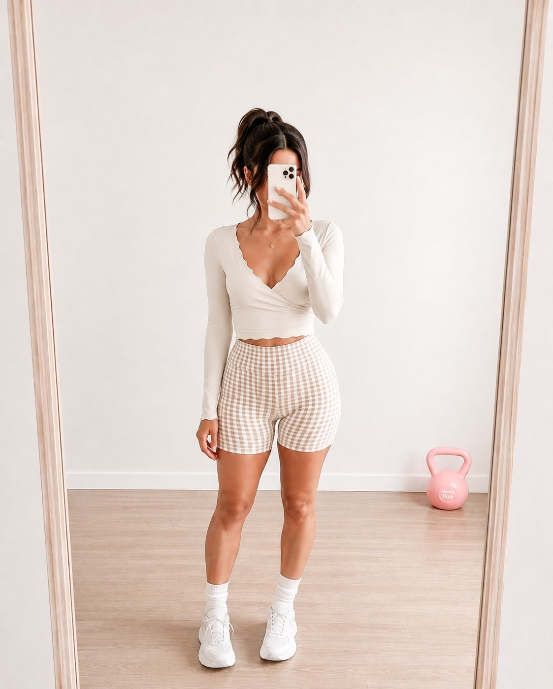 Scalloped edges + gingham shorts = proof that athleisure doesn’t have to be boring. This set is giving ‘I have my life together’ energy even though I definitely do not.

#LTKmomlife #LTKfitnessgoals #LTKActive