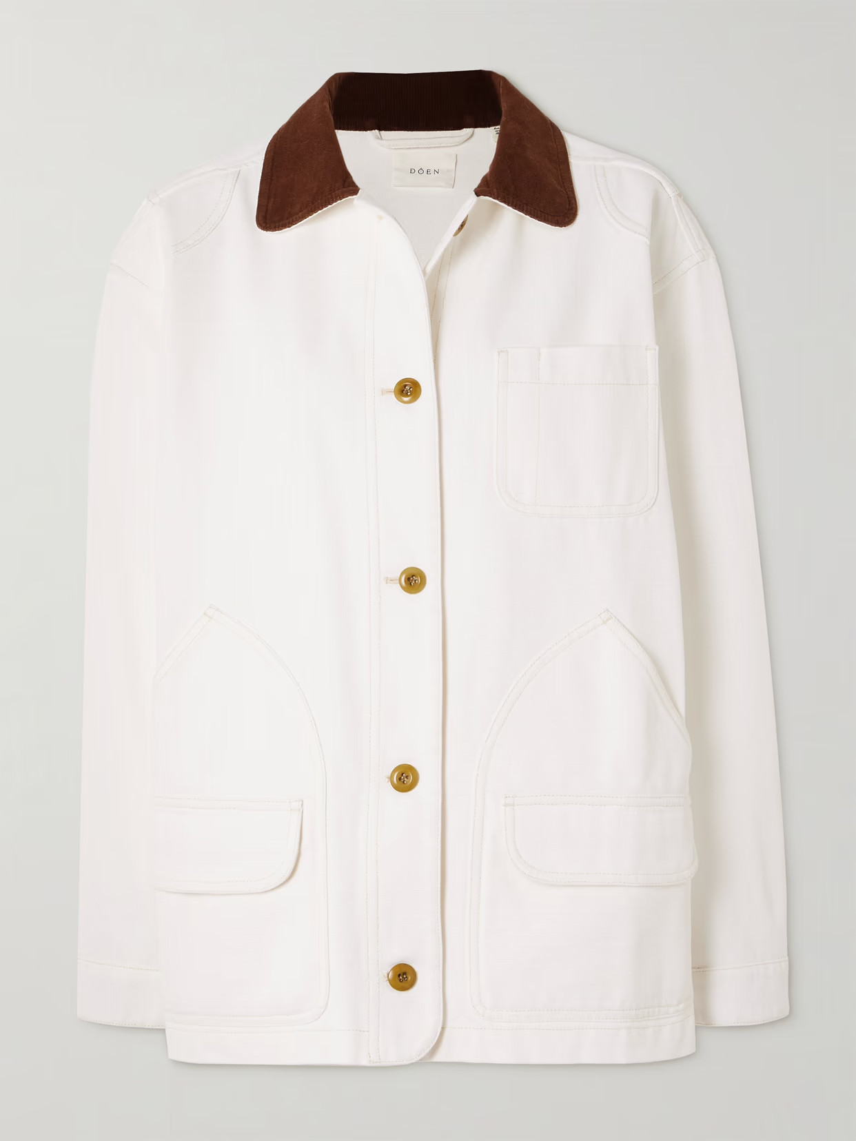 DÔEN - Pascual Corduroy-trimmed Cotton Jacket - White | NET-A-PORTER (US)