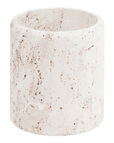 Travertine Cylindrical Wastebasket | TJ Maxx