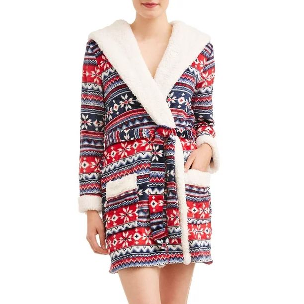 Secret Treasures Women's and Women's Plus Wrap Robe with Fleece Lined Hood | Walmart (US)