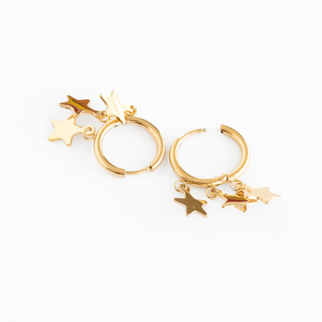 Triple Star Dangle Hoop Earring | Pip Pop Post