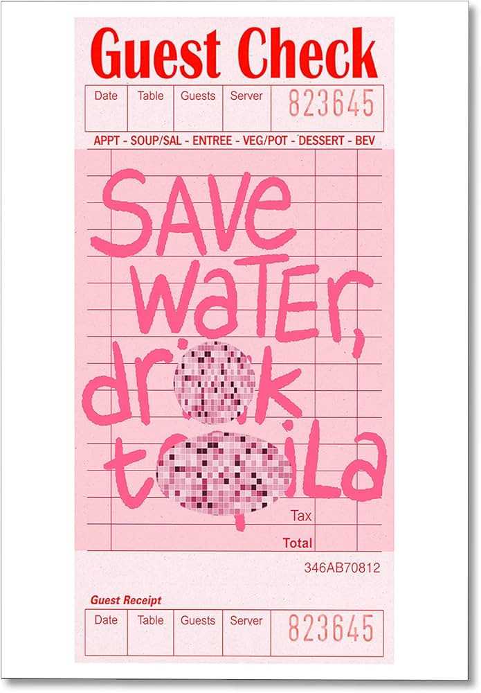 OAOPIC Funny Pink Guest Check Canvas Wall Art Preppy Funky Vintage Alcohol Posters for Room Aesth... | Amazon (US)